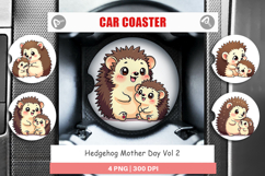 Car Coaster Hedgehog Mother&#039;s Day Product Image 1