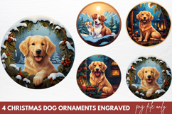 Christmas Dog Ornaments Engraved Clipart PNG Product Image 1