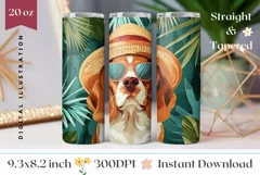 Summer Dog Tumbler Wrap Design, Corgi Tumbler Template Product Image 1