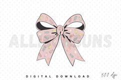 Retro Coquette Easter Bunny Bow Sublimation PNG Product Image 1