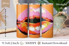 Pink Lips Tumbler Design, Art Lips Tumbler Sublimation PNG Product Image 1