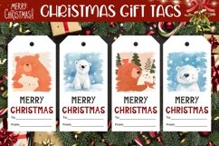 Winter Gift Tag Printable, Cozy Christmas Bear Gift Tag PNG Product Image 1