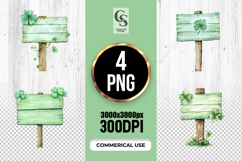 Green Shamrock Wooden Sign Clipart Sublimation PNG Product Image 1