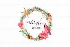 Watercolor Christmas Wreath Clipart, Winter Greenery Product Image 1