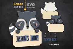 Raccoon Children's Room Sign SVG Laser cut file for Glowforg Product Image 1