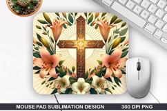 Flower Mouse Pad Sublimation, Easter Mouse Pad PNG Design Product Image 1