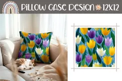 Colorful Tulips Pillow PNG, Floral Pillow Case Template Product Image 1