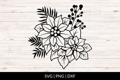 Hand Drawn Poinsettia Christmas Floral Arrangement SVG Product Image 1