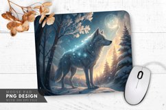 Spectral Wolf in Glowing Forest Mouse Pad PNG Design Product Image 1