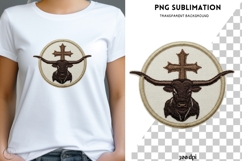 Longhorn Cross PNG | Christian Western Bull Design Product Image 1