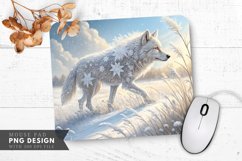 Snowflake Wolf in a Winter Meadow Mouse Pad PNG Design Product Image 1