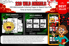 220 Wild Animals Coloring Pages for Kids printable worksheet Product Image 2