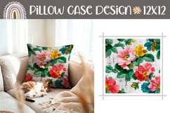 White Pillow Design, Vintage Flowers Pillow Sublimation Product Image 1