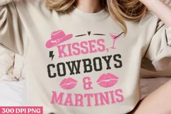 Kisses, Cowboys & Martinis PNG, Western Valentine Sublimatio Product Image 1