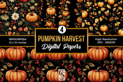 Pumpkin Harvest Digital Paper Pattern Product Image 1