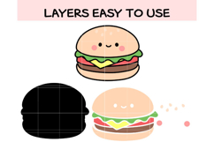 Cute Hamburger SVG Bundle | Kawaii Burger Clipart | Digital Product Image 2