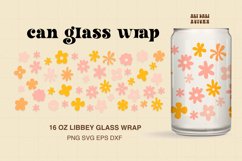 Retro Flowers Wrap For Libbey Can Glass| Groovy Daisy SVG Product Image 1