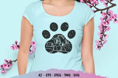 Monogram Girl and Pet at Campsite in Animal Paw SVG Product Image 1