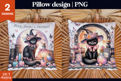 Witchy Black Cat Halloween pillow Kawaii Halloween cat Product Image 1