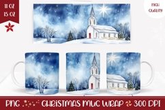 Watercolor Winter Mug Design, Christmas Village Coffee Mug Product Image 1