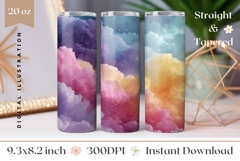 Glitter Clouds Tumbler Wrap, Glitter Tumbler Template Product Image 1