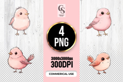 Cute Pink Bird Clipart Sublimation PNG Product Image 1