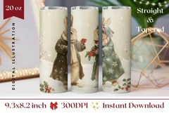 Vintage Christmas Tumbler Design, Winter Forest Tumbler Wrap Product Image 1
