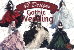 Gothic Wedding Dress PNG Bundle, Dark Bridal Clipart Product Image 1