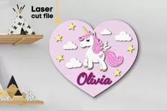 Unicorn Baby Name Sign SVG Laser cut file for Glowforge Product Image 1