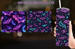 Neon Glowing Bats and Moon 20 oz Tumbler - Night Vibes Product Image 2