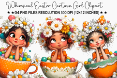 Whimsical Easter Cartoon Girl Clipart Product Image 1