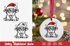 Baby Highland Cow SVG, Santa Hat, Christmas design Product Image 1