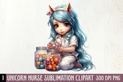 Unicorn Nurse Clipart, Unicorn Nurse Sublimation Product Image 1