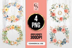 Wedding Floral Wreath Clipart Sublimation PNG Product Image 1
