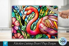 Flamingo Stained Glass Cutting Board Sublimation Design Product Image 1