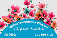Whimsical Summer Flowers Clipart PNG Bundle Product Image 1