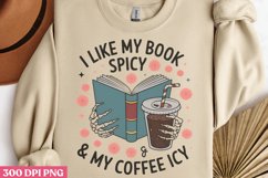 I like my book spicy &amp; my coffee icy PNG, Iced Coffee Mental Product Image 2