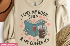 I like my book spicy & my coffee icy PNG, Iced Coffee Mental Product Image 2