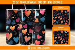 Valentines Heart Tumbler Wrap Designs, Sublimation Wrap Product Image 1