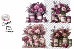 Ephemera, Flowers, Shabby Chic , PNG, Junk Journal, Clipart Product Image 1
