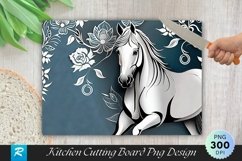White Horse Cutting Board Sublimation Design Product Image 1