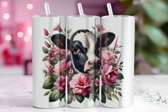 Cow with Flowers Tumbler Wrap Sublimation, 20oz Tumbler Wrap Product Image 1