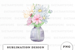 Watercolor Flowers Bouquet png Product Image 1