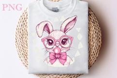 Retro Easter Bunny Blowing Bubble PNG Product Image 1