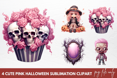 Cute Pink Halloween Sublimation Clipart, Pink Halloween Product Image 1
