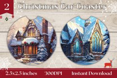 Christmas Car Coaster, Christmas House Sublimation Design Product Image 1