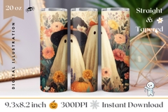Kids Halloween Tumbler Wrap, Cartoon Ghosts Tumbler PNG Product Image 1