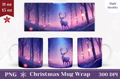Winter Deer Mug Wrap, Magic Forest Coffee Mug Sublimation Product Image 1
