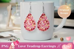 Valentine Teardrop Earrings PNG, Valentine Earring Design Product Image 1