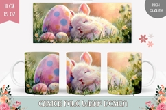 Cartoon Easter Bunny Mug Wrap, Cute Easter Mug Template Product Image 1